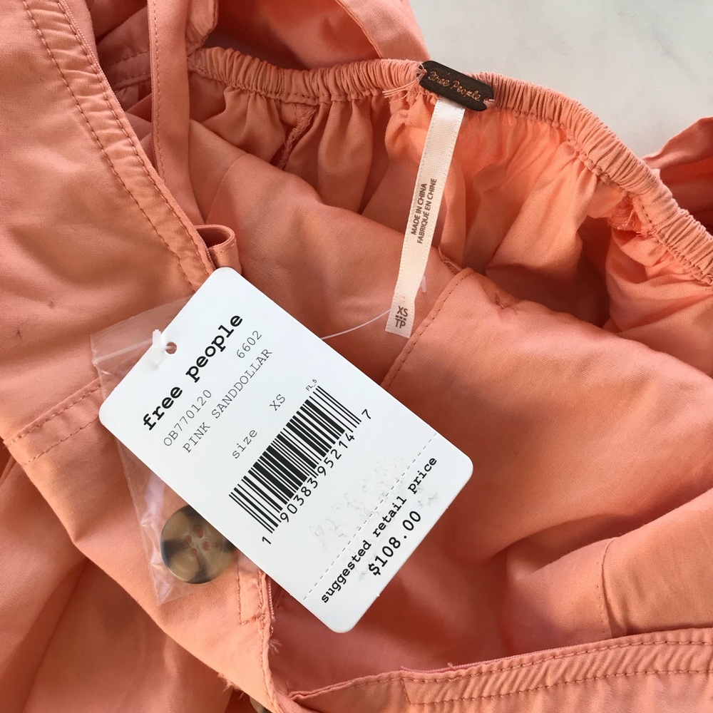  FREE PEOPLE Perfect Peach Poplin Midi Dress D1 - Picture 6 of 8